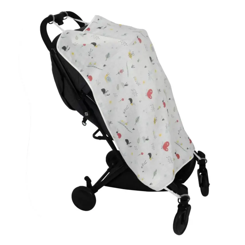 Sevi Bebe Müslin Bebek Arabası Örtüsü Sevimli Böcekler - 2