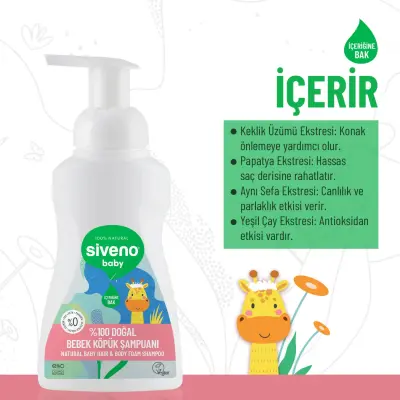 Siveno %100 Doğal Bebek Köpük Şampuanı 250 ml - 3