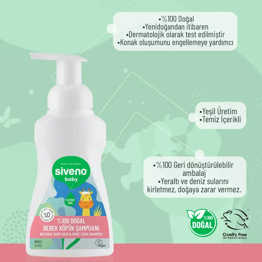 Siveno %100 Doğal Bebek Köpük Şampuanı 250 ml - 5