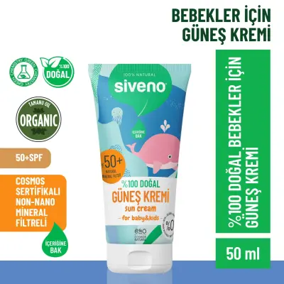Siveno %100 Doğal Bebekler İçin Güneş Kremi 50 ml - 9