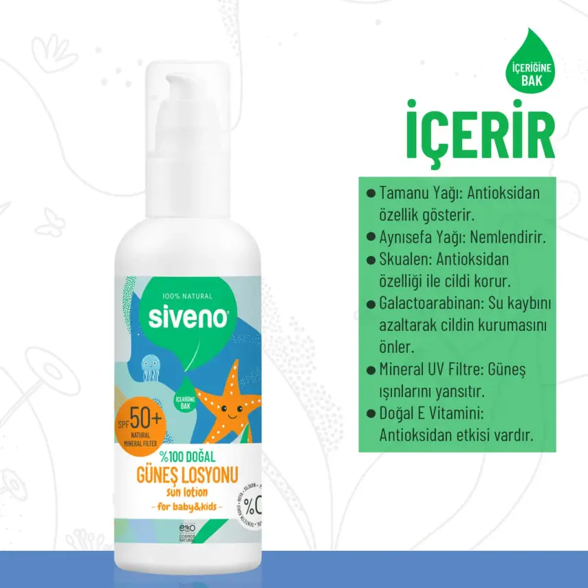 Siveno %100 Doğal Çocuklar İçin Güneş Losyonu 100 ml - 8