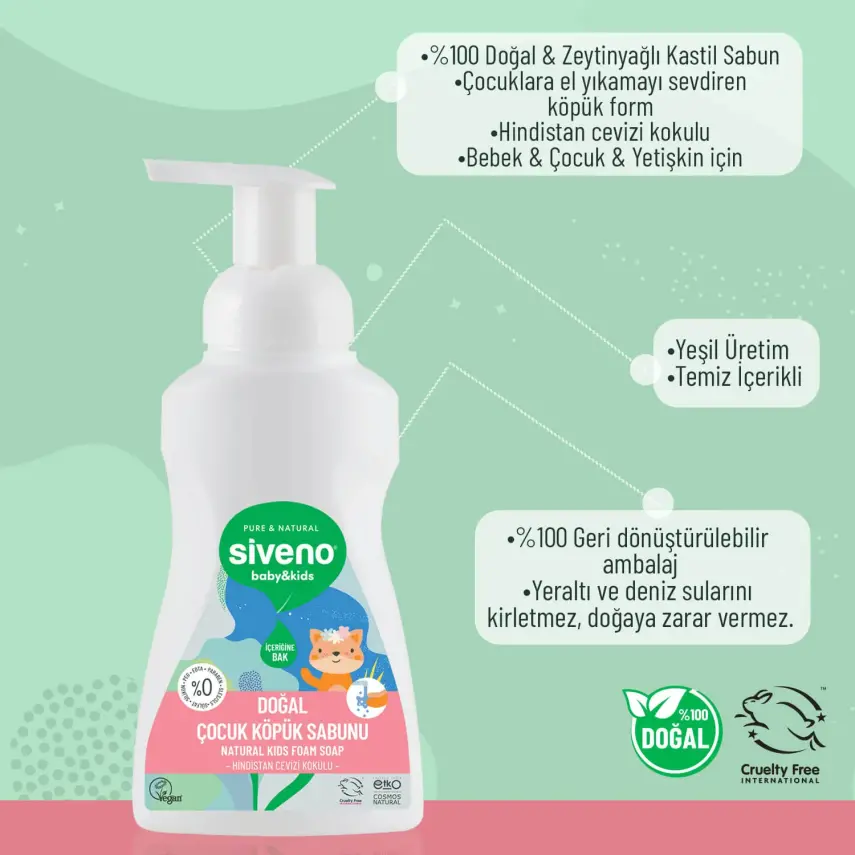 Siveno Kids %100 Zeytinyağlı Doğal Kids Köpük Sabun 250 ml  - 4