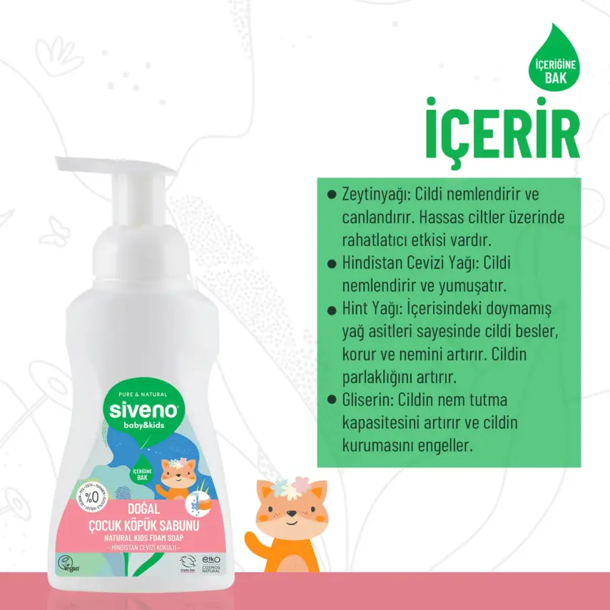 Siveno Kids %100 Zeytinyağlı Doğal Kids Köpük Sabun 250 ml  - 12
