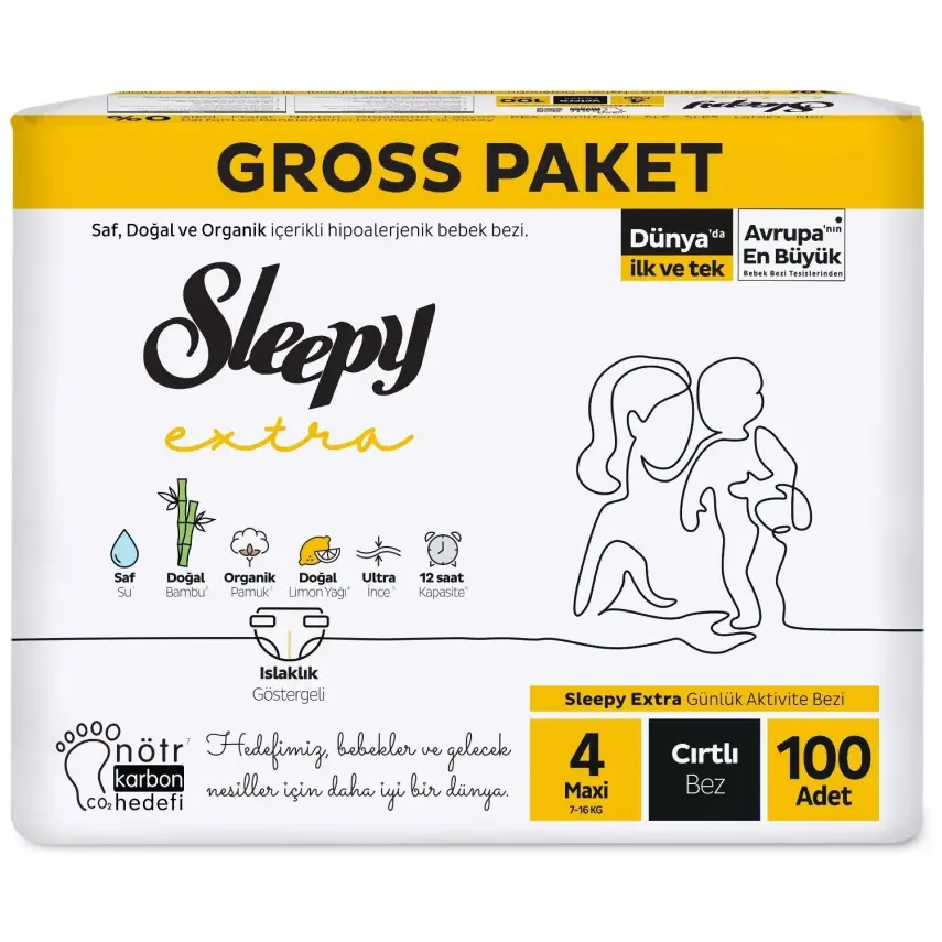 Sleepy Bebek Bezi 4 Beden Maxi 7-14 kg 100lü Ekstra Gross Paket - 2