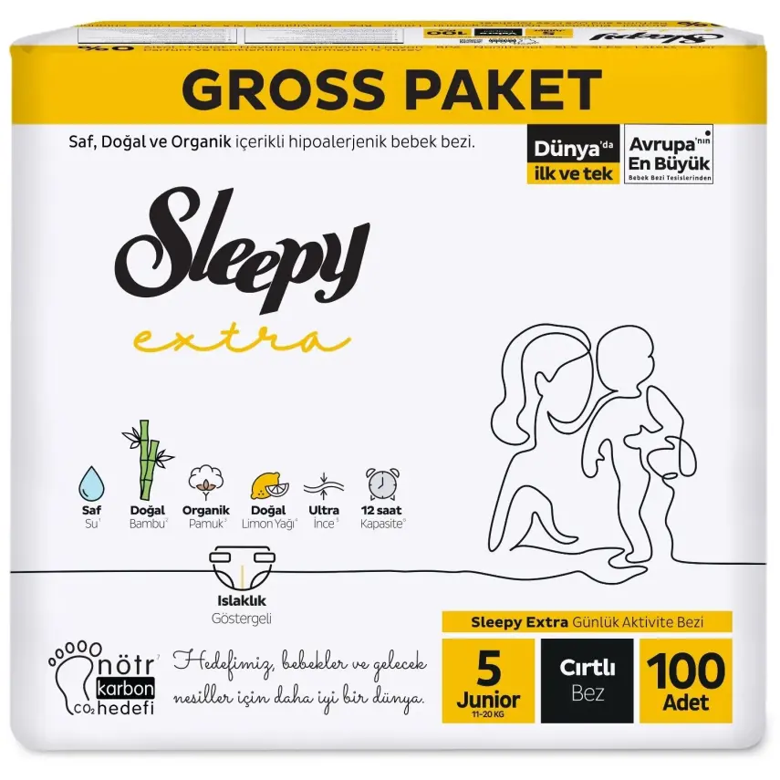 Sleepy Bebek Bezi 5 Beden Junior 11-18 Kg 100lü Ekstra Gross Paket - 1