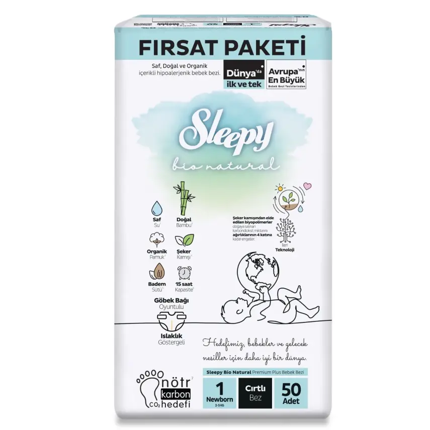 Sleepy Bebek Bezi Bio Natural 1 Numara Yenidoğan 50li Fırsat Paket - 4
