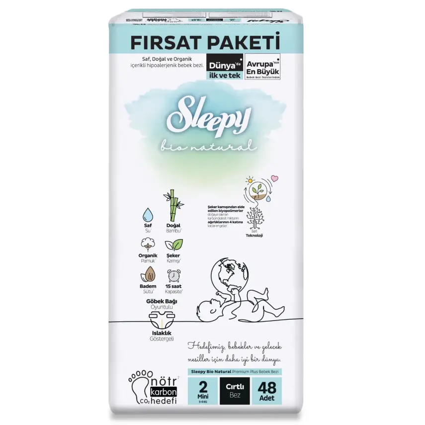 Sleepy Bebek Bezi Bio Natural 2 Numara Mini 48li Fırsat Paket - 1