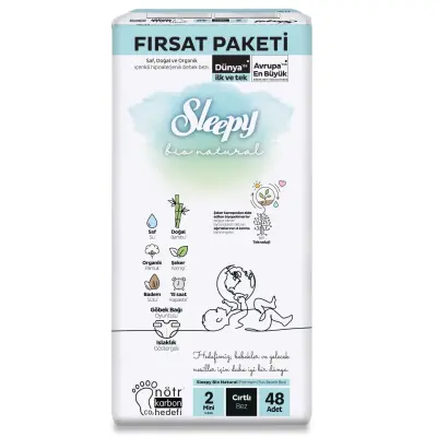 Sleepy Bebek Bezi Bio Natural 2 Numara Mini 48li Fırsat Paket - 2