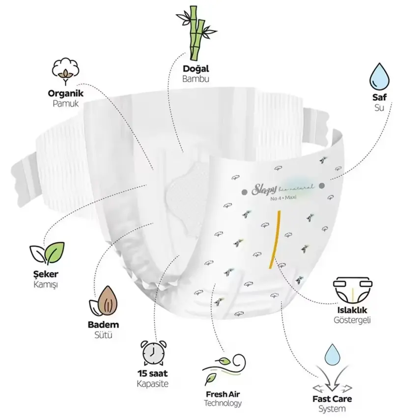 Sleepy Bebek Bezi Bio Natural 3 Numara Midi 100lü Gross Paket - 8