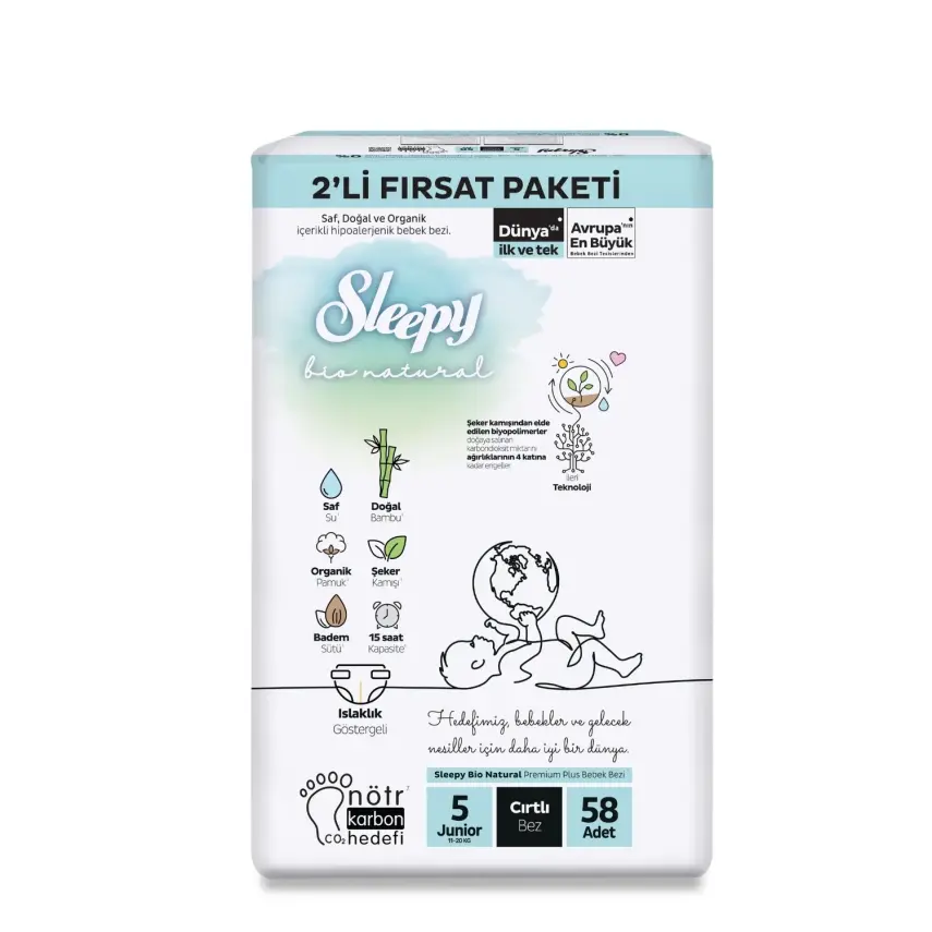 Sleepy Bebek Bezi Bio Natural 5 Numara Junior 58li Fırsat Paket - 1