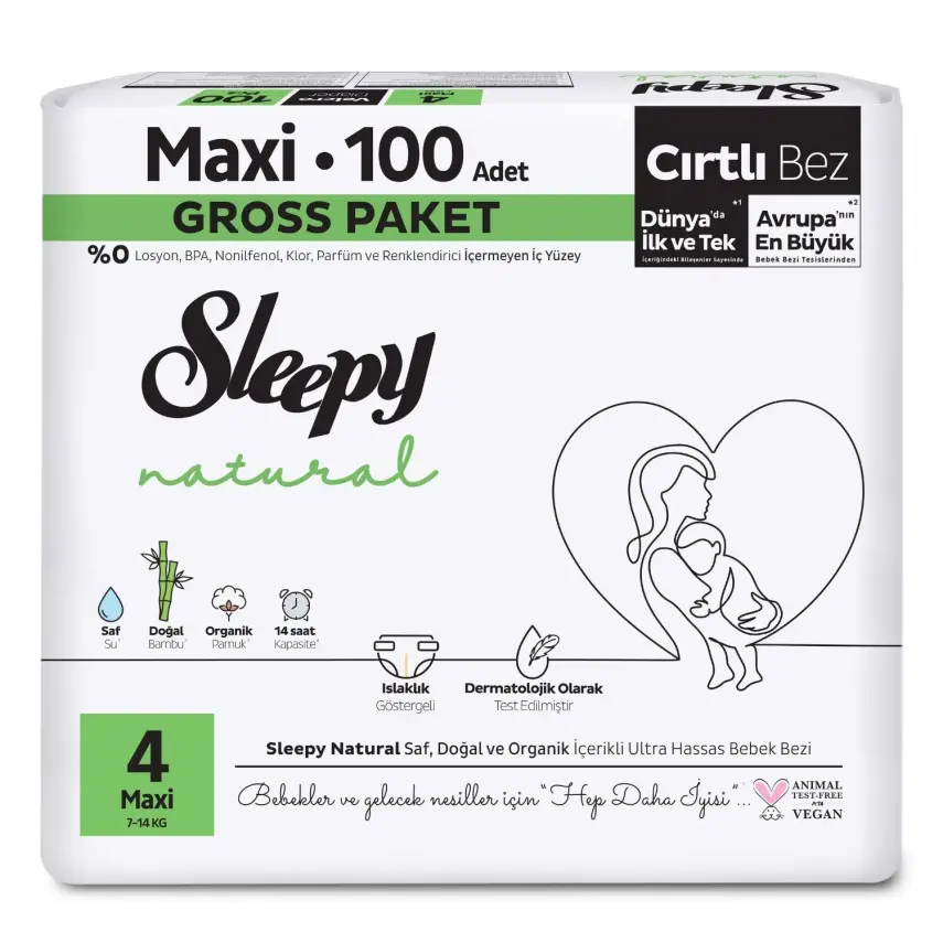 Sleepy Bebek Bezi Natural 4 Numara Maxi 100lü Gross Paket - 1