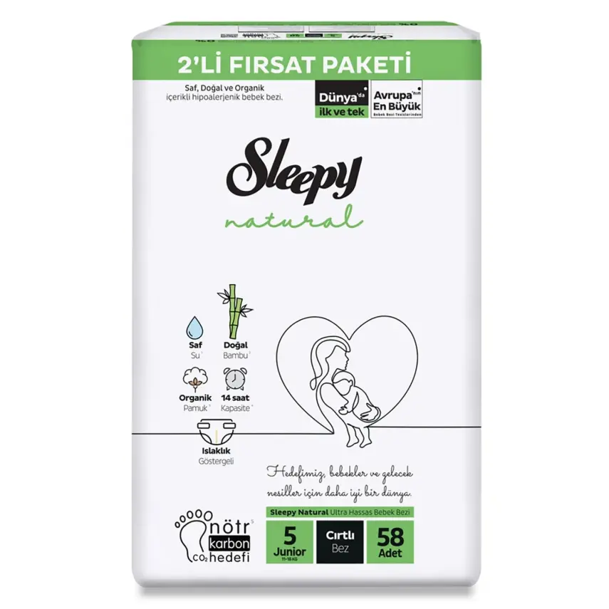 Sleepy Bebek Bezi Natural 5 Beden Junior 11-18 Kg 58li Fırsat Paket - 1