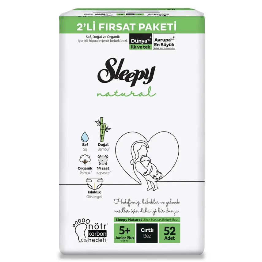 Sleepy Bebek Bezi Natural 5+ Beden Junior 13-20 Kg 52li Fırsat Paket - 2
