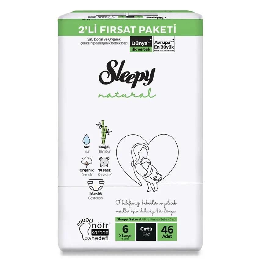 Sleepy Bebek Bezi Natural 6 Beden Xlarge 15-25 Kg 46lı Fırsat Paket - 5