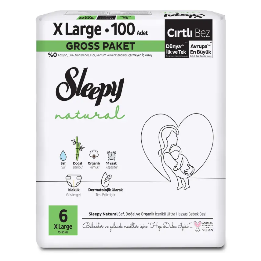 Sleepy Bebek Bezi Natural 6 Numara Xlarge 100lü Gross Paket - 1
