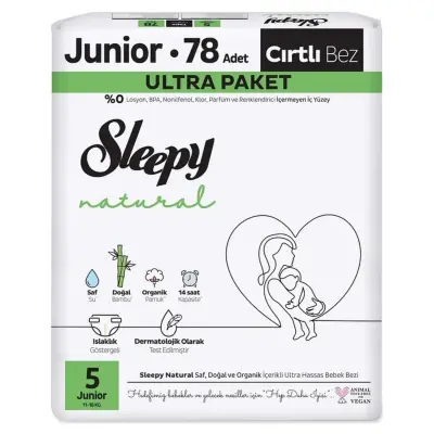 Sleepy Bebek Bezi Natural Junior 5 Numara 78li Ultra Fırsat Paket