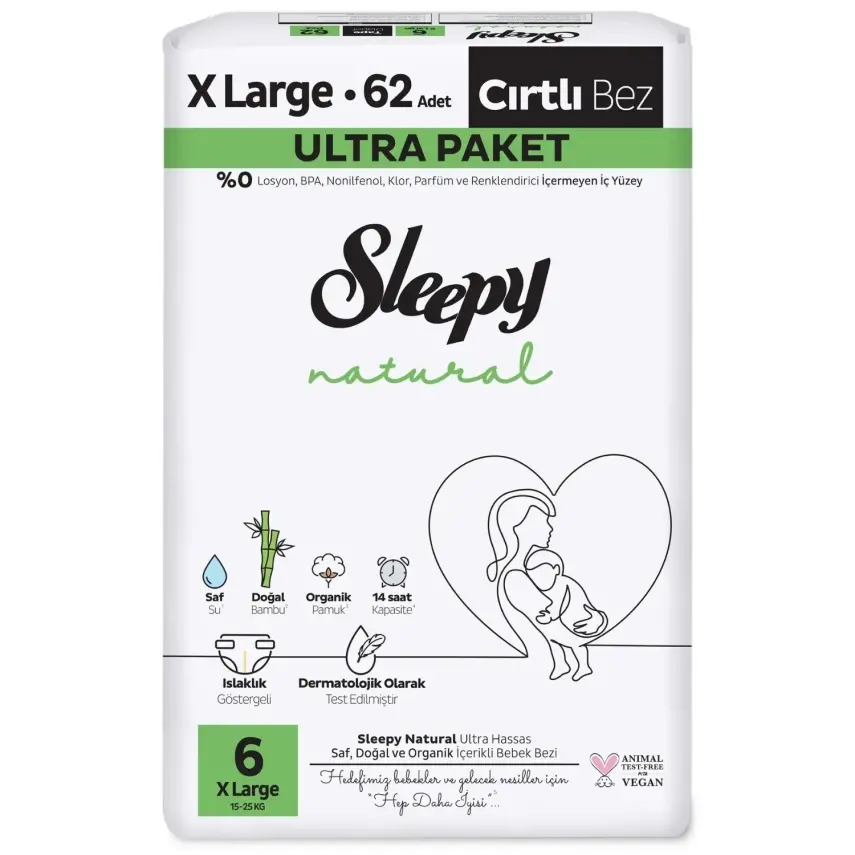 Sleepy Bebek Bezi Natural XL 6 Numara 62li Ultra Fırsat Paket - 1