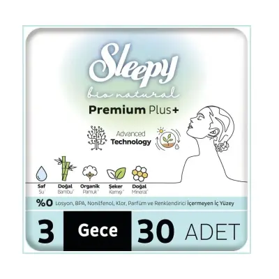 Sleepy Bio Natural Hijyenik Ped Gece Mega Paket 30 Adet - 3