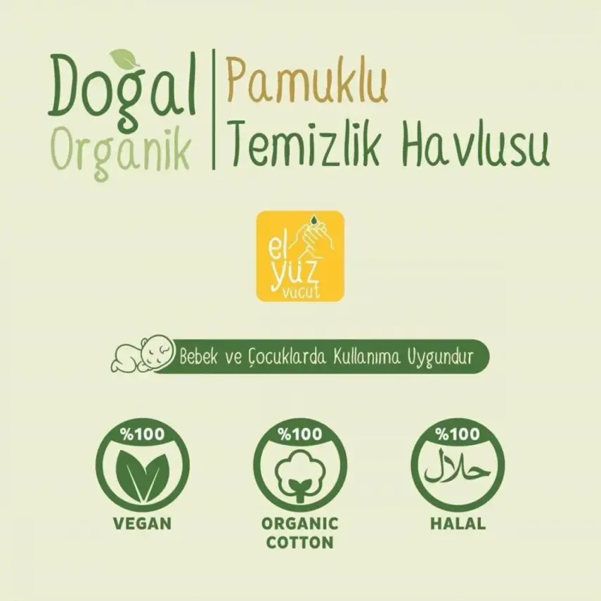 Sleepy Doğal Organik Pamuklu Temizlik Havlusu 50li - 2