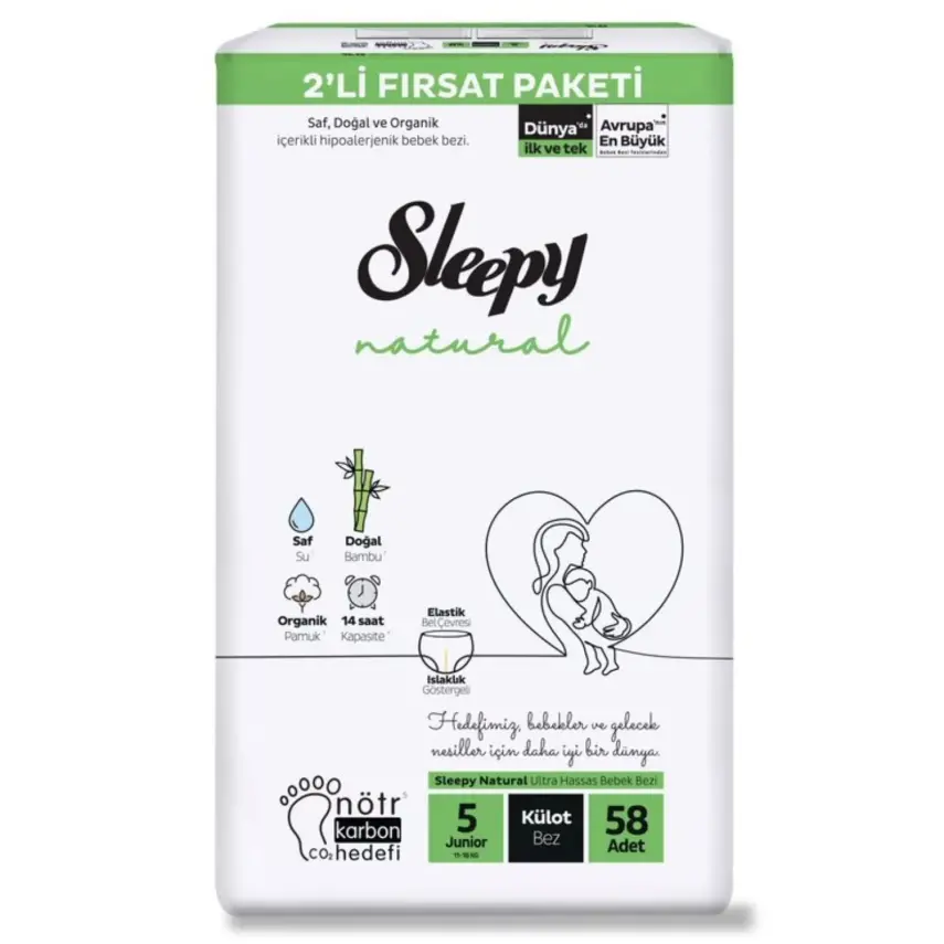 Sleepy Natural Külot Bebek Bezi 5 Beden Junior 58li Fırsat Paket - 1