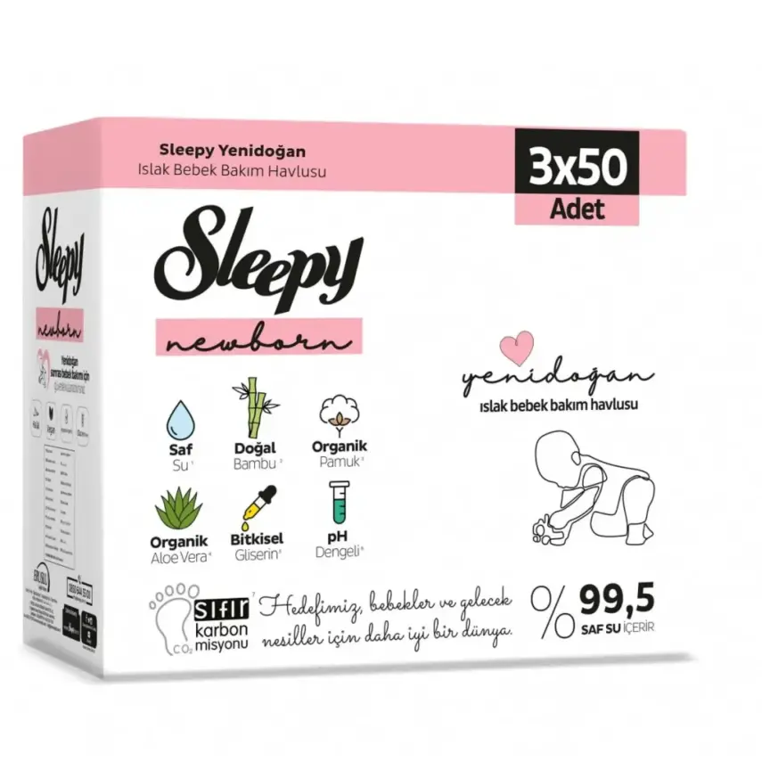 Sleepy Natural Yenidoğan Bebek Havlusu 3x50 - 1