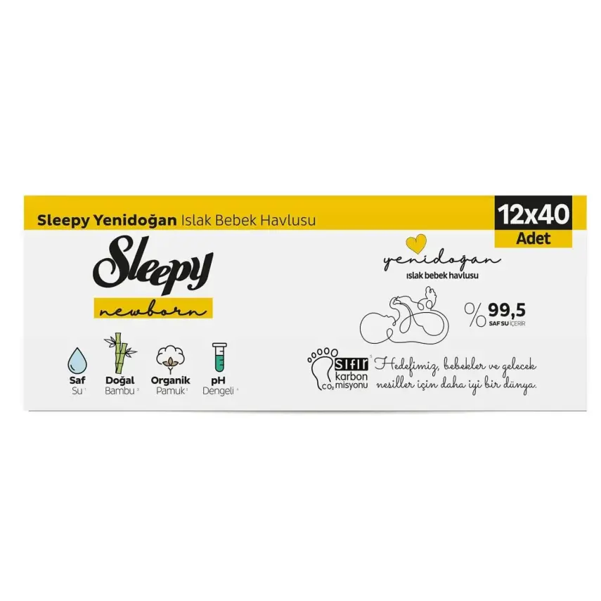 Sleepy Yenidoğan Islak Mendil 12x40lı - 15