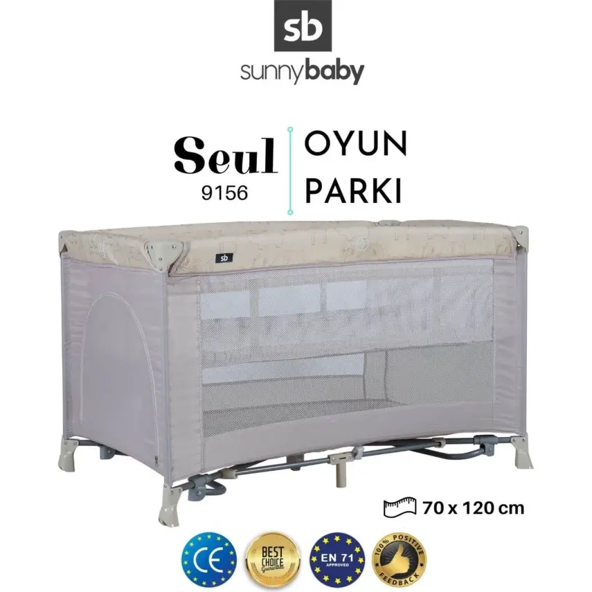 Sunny Baby Seul Ara Katlı Sallanma Aparatlı Oyun Parkı Park Yatak 70X120 Cm Bej - 1