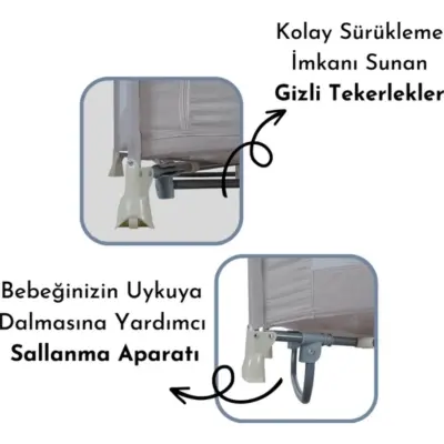 Sunny Baby Seul Ara Katlı Sallanma Aparatlı Oyun Parkı Park Yatak 70X120 Cm Bej - 12