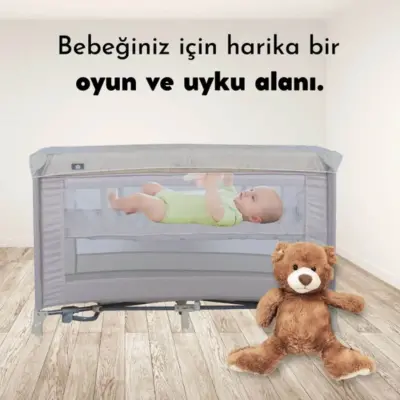 Sunny Baby Seul Ara Katlı Sallanma Aparatlı Oyun Parkı Park Yatak 70X120 Cm Bej - 8