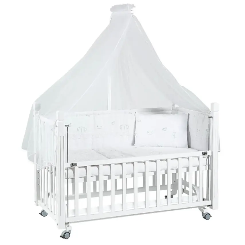 Tahterevalli Cuppa Beşik 60x120 cm Beyaz ve Beyaz Uyku Seti - 1
