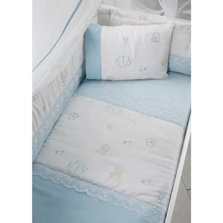 Tahterevalli Cuppa Beşik 60x120 cm Beyaz ve Mavi Uyku Seti - 3