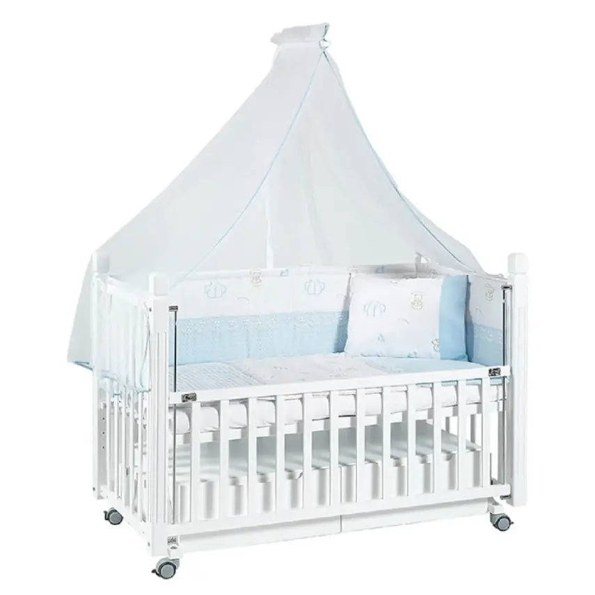 Tahterevalli Viva Beşik 60x120 cm Beyaz ve Mavi Uyku Seti - 1