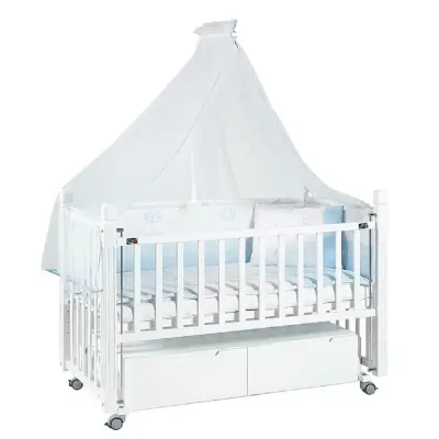 Tahterevalli Viva Beşik 60x120 cm Beyaz ve Mavi Uyku Seti - 2