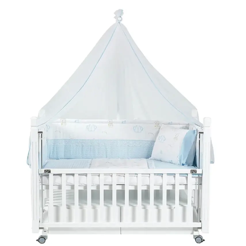 Tahterevalli Viva Beşik 60x120 cm Beyaz ve Mavi Uyku Seti - 3