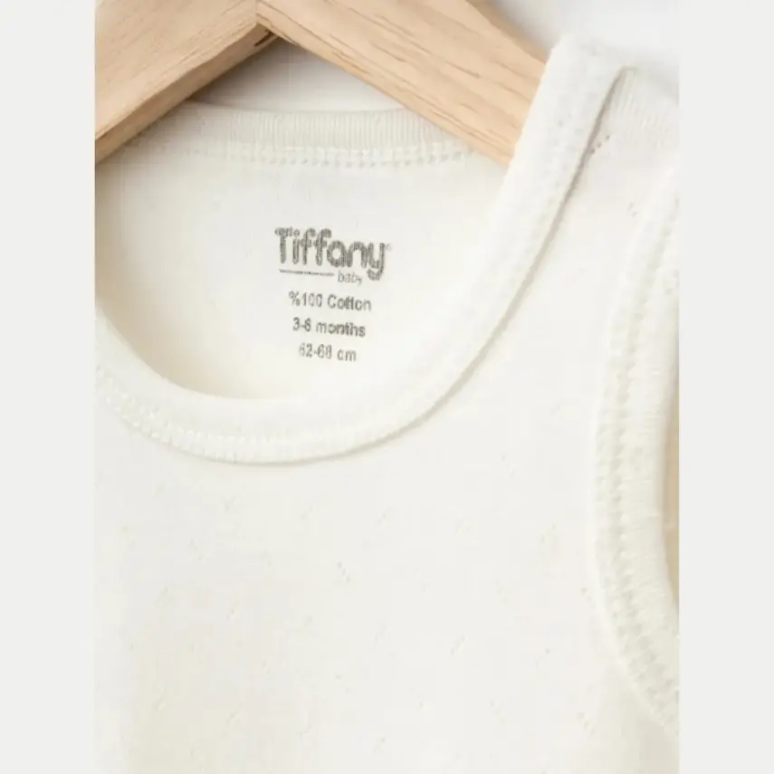 Tiffany Atlet Body %100 Pamuklu Çıtçıtlı Basic 3'lü Set Body Zıbın Ekru Unisex Bebek - 2
