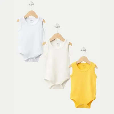 Tiffany Atlet Body %100 Pamuklu Çıtçıtlı Basic 3'lü Set Body Zıbın Karışık Renk Unisex Bebek 