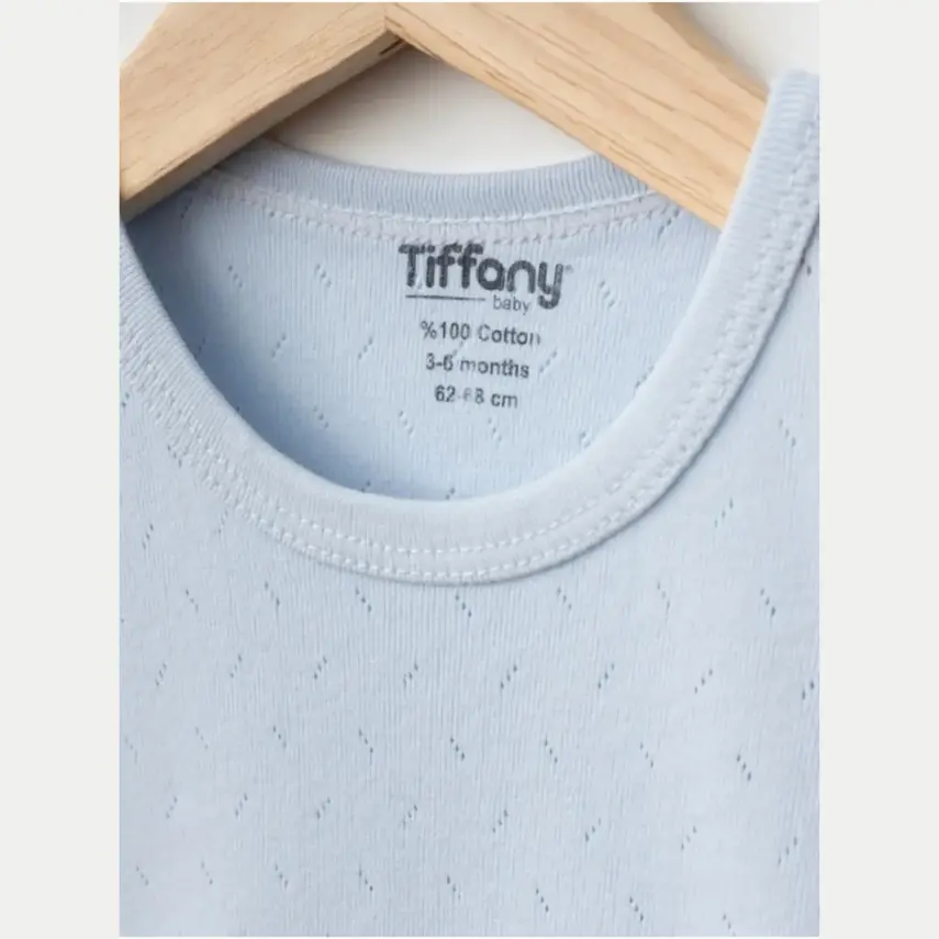 Tiffany Atlet Body %100 Pamuklu Çıtçıtlı Basic 3'lü Set Body Zıbın Mavi Erkek Bebek - 4