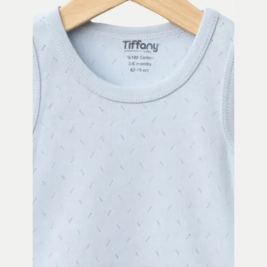 Tiffany Atlet Body %100 Pamuklu Çıtçıtlı Basic 3'lü Set Body Zıbın Mavi Erkek Bebek - 2