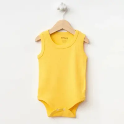 Tiffany Atlet Body %100 Pamuklu Çıtçıtlı Basic 3'lü Set Body Zıbın Sarı Unisex Bebek - 4
