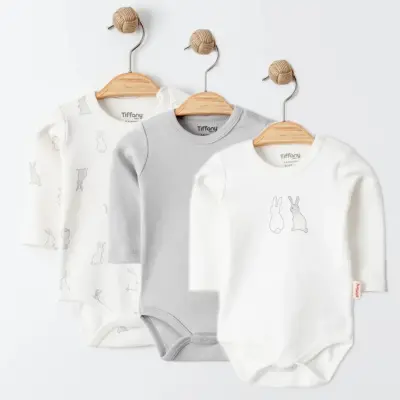 Tiffany Bebek Body Takımı Uzun Kol 3lü Rabbit Theme