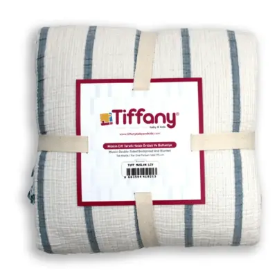 Tiffany Çift Taraflı Müslin Yatak Örtüsü Ve Battaniye 160*195 Lacivert - 3