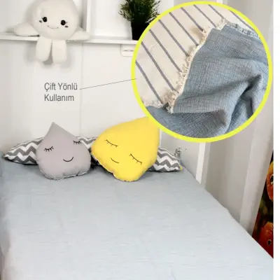 Tiffany Çift Taraflı Müslin Yatak Örtüsü Ve Battaniye 160*195 Lacivert - 2