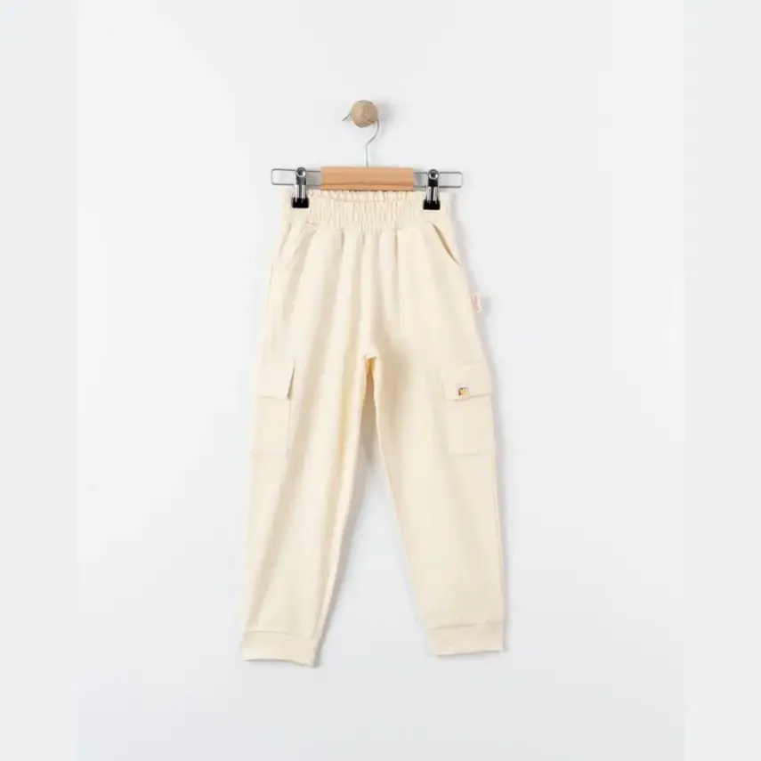 Tiffany Çocuk Eşofman Altı Kargo Cepli Oversize Theme Bej - 1