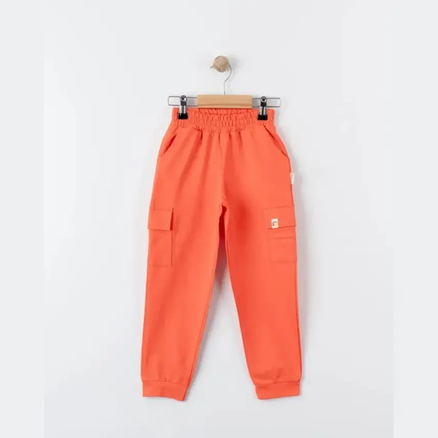 Tiffany Çocuk Eşofman Altı Kargo Cepli Oversize Theme Mercan - 3