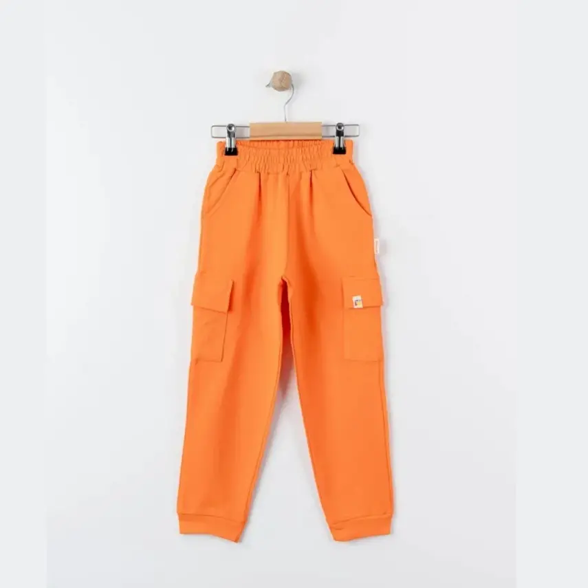 Tiffany Çocuk Eşofman Altı Kargo Cepli Oversize Theme Turuncu - 1