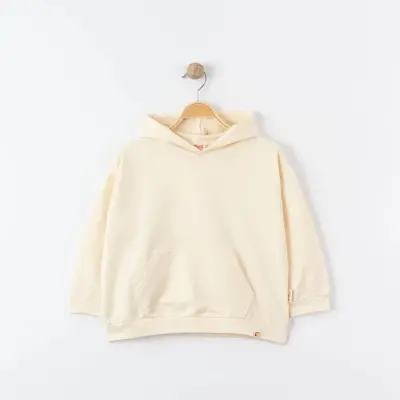 Tiffany Çocuk Sweatshirt Kapüşonlu Oversize Theme Bej - 2