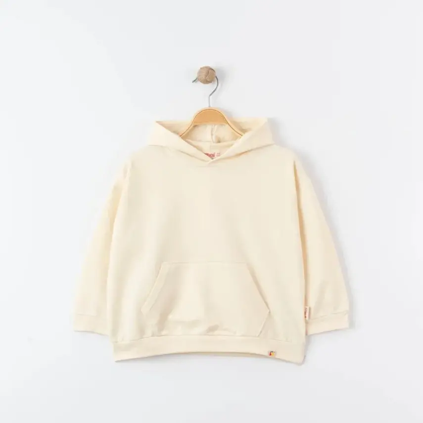 Tiffany Çocuk Sweatshirt Kapüşonlu Oversize Theme Bej - 2