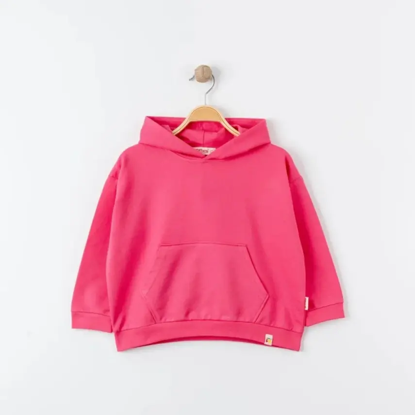 Tiffany Çocuk Sweatshirt Kapüşonlu Oversize Theme Fuşya - 1
