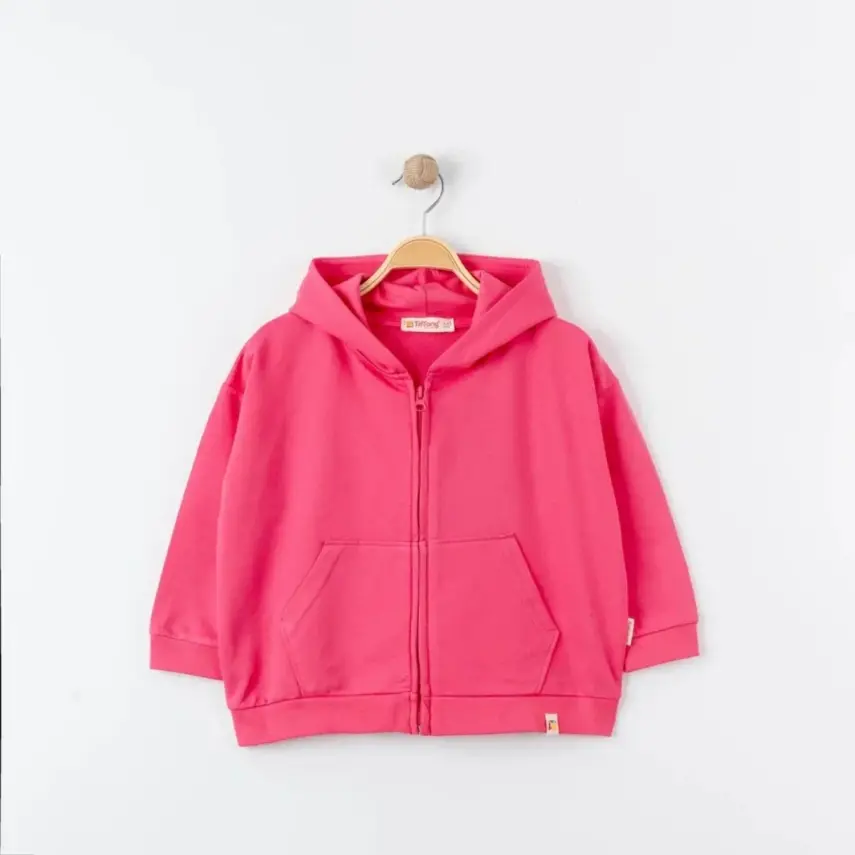Tiffany Çocuk Sweatshirt Kapüşonlu Oversize Theme Fuşya - 1