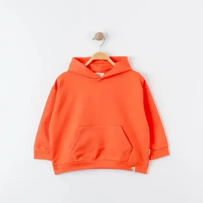 Tiffany Çocuk Sweatshirt Kapüşonlu Oversize Theme Mercan